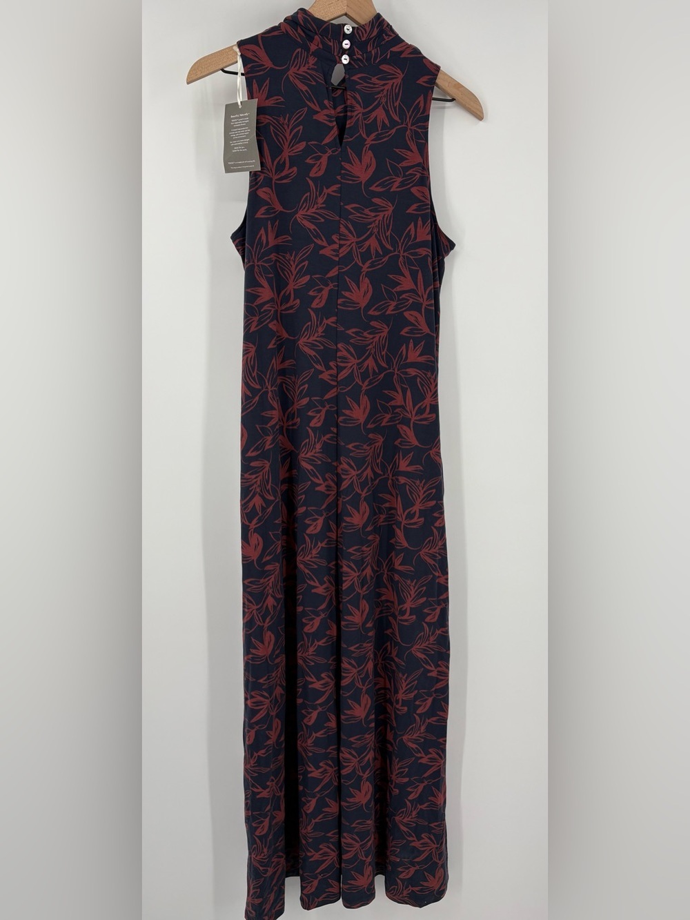 NWT Garnet Hill TENCEL Lyocell Floral Mock Neck Maxi Dress M Pockets - Picture 11 of 16